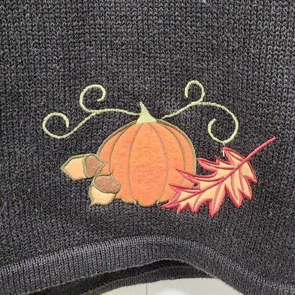 Breckenridge Women's Fall Leaves & Pumpkins Zip Up Vest Size XL - Picture 10 of 10